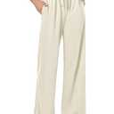 keriffe Summer Outfits Flowy Palazzo Pants for Women 2025 High Waisted Wide Leg Beach Casual Vacation Pants Trousers Pockets Apricot XXL
