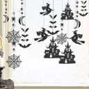 Cheerland Halloween Witch Decorations Gothic Hanging Witch Banner Indoor Garland Glitter Black Decor Moon Star Glitter Garland Decoration Haunted House Witchcraft Wall Decor Birthday Party Supplies