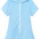 Girls Swim Cover Up Kids Swimsuit Coverup Terry Zip-Up Beach Bathing Suit Wraps with Sunglasses 12