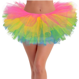 Tutus for Women Adult Tutu Skirts for Women 5 Layers Tulle Skirt Halloween Tutu Womens Tutu Skirt 80s Costumes for Women Rainbow