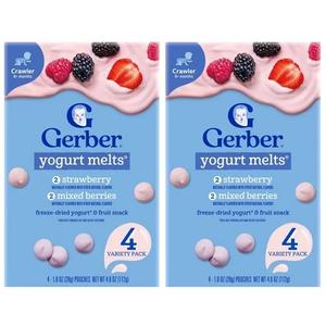 (2 pack) Gerber Snacks for Baby Yogurt Melts, Strawberry & Mixed Berry Variety Pack, 1 oz Bag, 4 count (Best Before April 06, 2026)
