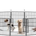 Dog Playpen, 32 Inch Height in Heavy Duty, Folding Indoor Outdoor Anti-Rust Dog Exercise Fence, Portable Pet Playpen with Door for Large Medium Small Dogs and Pet (16 Panels, 32 Inch) Silver