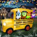 8.1FT Length Halloween Inflatable Ghost Frankenstein Pumpkin Monster Witch Bus Decoration, Halloween Blow up Car Inflatable Built-in 9 LEDs for Halloween Inflatables Outdoor Decoration