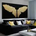 NBAODAN Abstract Art Wall Decor Large Wall Art Modern Canvas Prints Gold Minimalist Room Decor Office Black Painting 29x58 Inch Living Room Decorations
