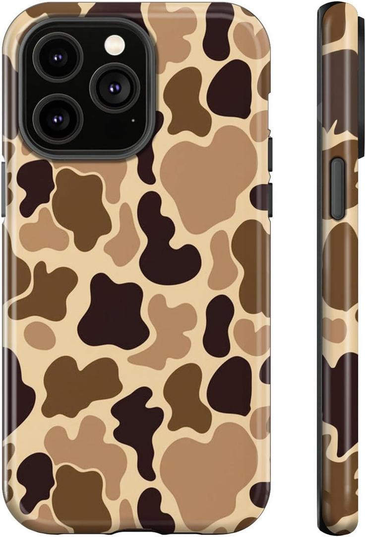for iPhone 14/13 Case,Duck Camo,Dual Layer Soft TPU Hard PC Bumper