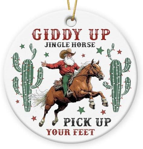 4 x Gift Glow Western Christmas Ornaments 2025 - Cowboy Ornaments for Christmas Decorations, Ceramic Ornament for Vintage Cowboy Decor, Xmas Gifts for Cowboys Western, Men, Friends, Family, Coworkers