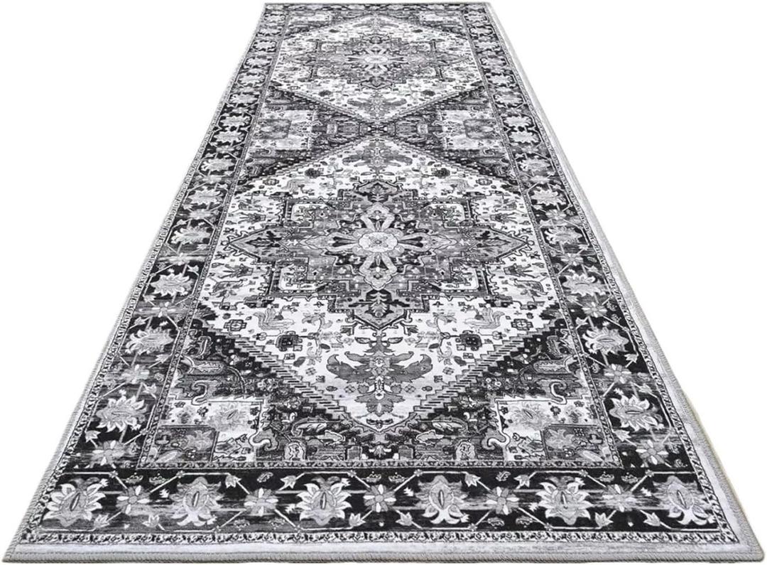 Boho Flannel Rugs Hallway Kitchen Rugs Vintage Floor Carpet Long Rugs Sofa Rugs Anti-Slip Washable Home Deco for Bedroom Hall Lounge
