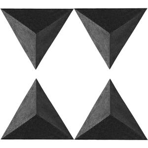 Foroomaco 4 Pack Bass Traps for Ceiling Corner 16.5" Triangle 12" Depth Triangular Pyramid Acoustic Foam Bass Trap Sound Proofing for Home Studio Booth Low to High Frequency Sound Absorption Foam