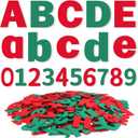Breling 310 Pieces Felt Letter Bulletin Board Letters Sticker with Number 2" Bulk Self Adhesive ABC Upper Lowercase Sticky Letter for Xmas Gift Bulletin Board Classroom( Christmas Color)
