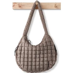 Puffer Tote Bag for Women Large Quilted Tote Bag Quilted Carryall Bag Soft Puffy Crossbody Bag Hobo Handbags Puff Purse (Dark Khaki)