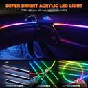 Interior Car LED Strip Lights, Acrylic LED Lights for Car with Dynamic Dreamcolor Chasing, Ambient Lighting Kits Music Sync Wireless APP and RF Remote Control (6 in 1) (6 pieces (dimensions not specified))