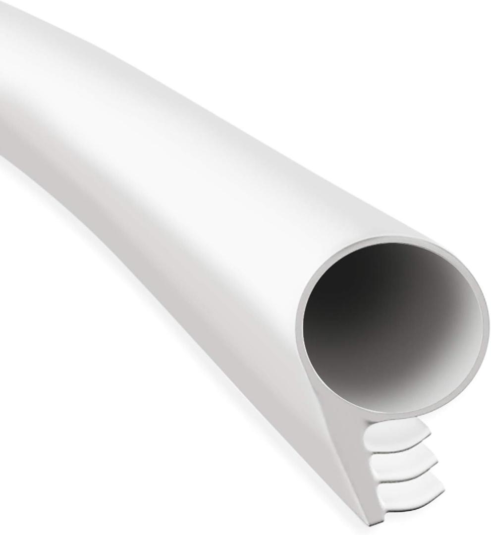 TMH Premium Pure Silicone Kerf Weather Stripping Door Seal, Window and Door Frame Sealer Bulb/Ring Shape, White - 20 Feet