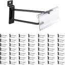 Heavy Duty 6" Slatwall Hooks with Label Holder, 50 Pack Double-Bar Black Metal Slatwall Panel Hangers for Retail Shop Garage Display