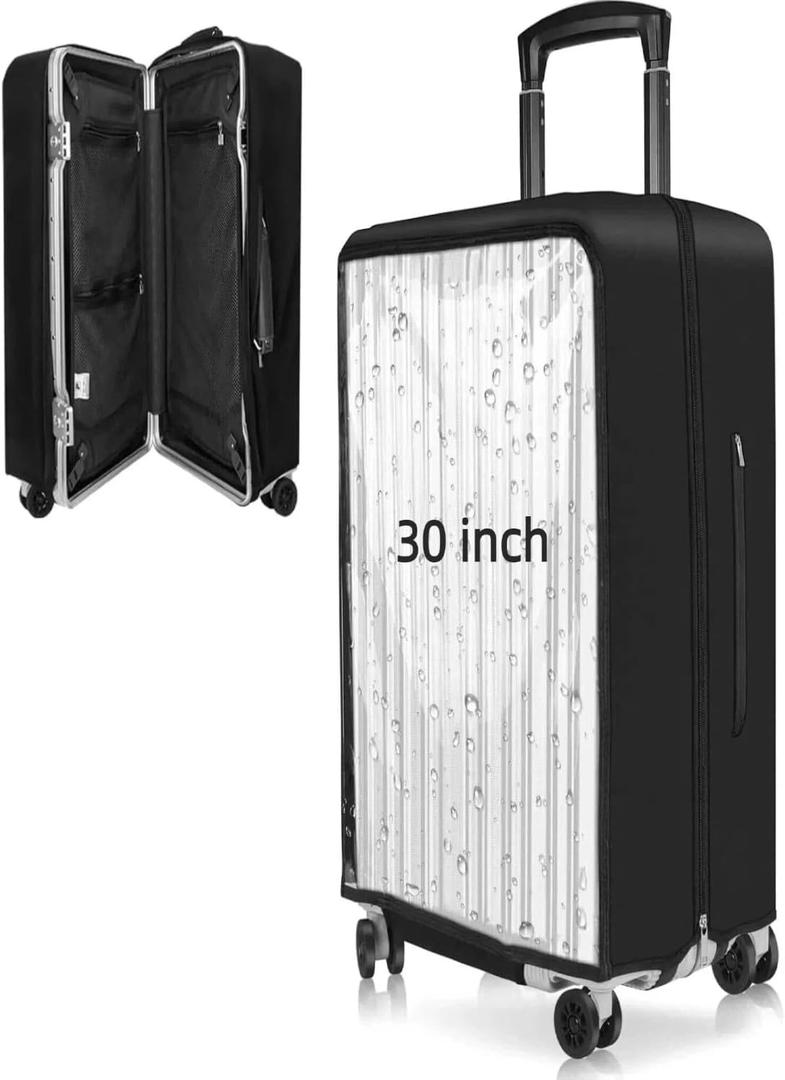 Yotako Upgraded Double Zippered Transparent PVC Suitcase Cover, No Disassembly Required Clear Luggage Protector for Suitcase Luggage Protector Cover 30''
