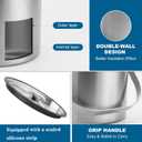 Ice Bucket, 5L Double Wall Insulated Ice Bucket with Lid, Scoop, Tongs- Inner Layer 304 Stainless Steel Ice Container Keep Ice Frozen Longer- Ideal for Cocktail Bar, Parties (5L)