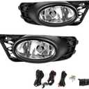 Driving Fog Lights Lamps Replacement for Honda Civic Sedan 2009 2010 2011 with H11 12V 55W Halogen Bulbs & Switch and Wiring Kit (Clear Lens)