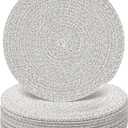 12 Pcs Round Placemats Set, 13 Inch Cotton Rope Woven Table Mats Heat Resistant Non Slip Place Mats for Dining Table Boho Farmhouse Placemats Decor Hot Pads Kitchen Essentials