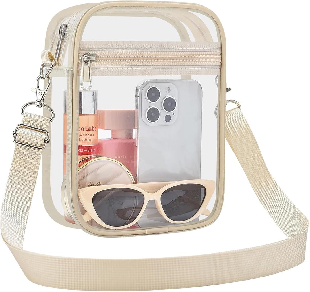 Clear Stadium Bag 12126 Policy Compliant Transparent Crossbody Purse, Waterproof PVC Clear Bag for Concerts Events