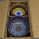 glowworm Cereal Bowls Set of 6, 26 Oz Ceramic Soup Bowls for Kitchen, Colorful Cereal Bowls for Rice, Oatmeal, Fruit, Ice Cream, Dessert, Dishwasher & Microwave safe, Bohemian