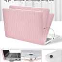 Seorsok Compatible with MacBook Air 13 inch Case 2022-2024 2025 A3240 M4 A2681 M2 A3113 M3 Touch ID, Elegant Leather Plastic Hard Case with Transparent Keyboard Cover, Pink Woven No Logo Cutout