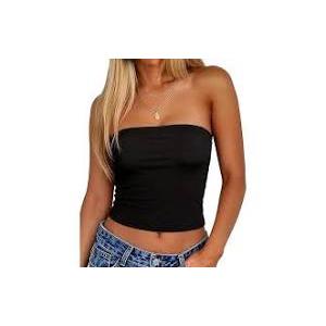 Mylleure Women Sheer Mesh Tube Top Back Zip Up Sleeveless Strapless Bandeau Crop Top Sexy See Through Going Out Streetwear, Large