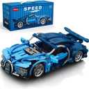 Sosuy Building-Block Race-Car Set,1:18 Technical Modle Kit 473 Pcs DIY Blue Pull-Back Toy for Boy Girl Kid Age 6+ Year,Birthday Gift for Teen Adult Display,Speed Super Sports Cars Bricks Icons