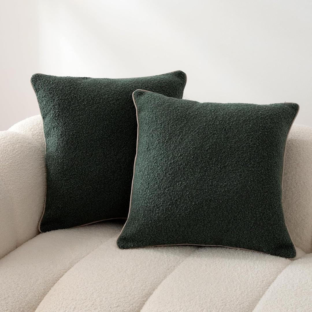 Amazon Basics Textured Decorative Throw Pillow Covers with Hidden Zipper Closure, Pack of 2, 20×20in, Green