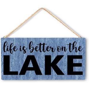 Lake House Sign, Welcome to the Lake Wood Signs Plaque Wall Hanging, Lake Wall Decor, Lake House Wall Decor, Lake Decor for Home, Lake Life Decor, Lake House Gifts, Gifts for Lake Lovers, 8x10 Inch
