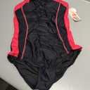 beautyin One Piece Sport Lap Swimsuit for Women Workout Trainning Surf Swimwear Black and Red (Medium)