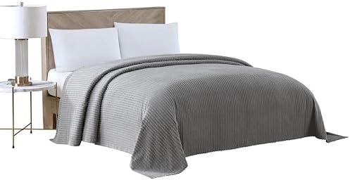 Beatrice Home Fashions Channel Chenille Bedspread, Queen, Gray