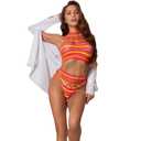Women's Neon 2 Piece Crop Top High Waist Shorts Sexy Sleeveless Fishnet Teddy Lingerie Bikini Cover Up One Size