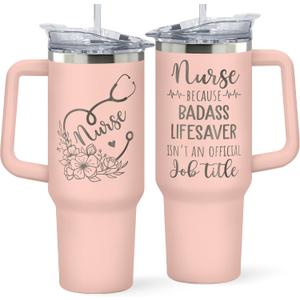 Nurse Gifts for Women - Nurses Week Gifts - Appreciation Gift for Nurses - Nurse Rn Lpn Practitioner Gift for Women - Retirement, Graduation Nursing Student Ideas - 40 Oz Pink Tumbler