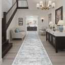 Soalmost Runner Rug 2'6" x 14' Washable Non-Slip Runner Rugs for Kitchen Bathroom Laundry Room Vintage Ultra Thin Runners for Hallway Entryway Grey