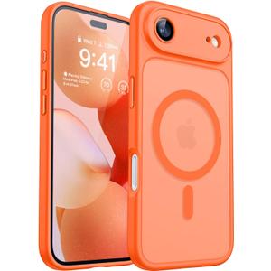 CANSHN Magnetic Compatible with iPhone Air Case(6.5 Inch), Upgraded [Full Camera Protection] [Compatible with Magsafe] [Translucent Matte] Shockproof Phone Cover for iPhone 17 Air Case,Orange