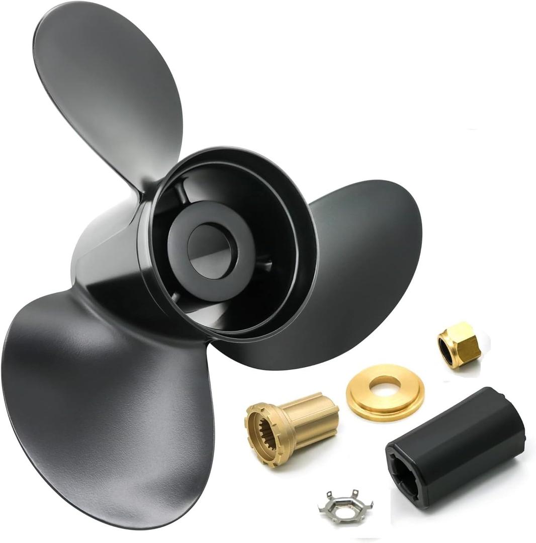 Propeller 13.25X17 Pitch RH 15 Spline Tooth with Flo-Torq II Hub Kit for Mercury Black Max Outboard 40 50 60 70 75 80 90 100 115 125 140 HP Boat Motor Engine Parts Aluminum Prop 48-77344A45