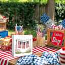 Patriotic 4th of July Decoration, Vintage Americana Patriotic Tiered Tray Decor for Independence Day Sign, American Memorial Day Red White and Blue Decoration for Home Kitchen 5x5 inch