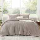 Litanika Queen Comforter Set Rose Coffee, 3 Pieces Cream Tufted Boho Farmhouse Bedding Comforter Sets, Lightweight Fluffy Comforter Bed Set for All Season (90x90In Comforter and 2 Pillowcases)