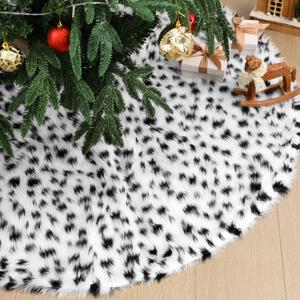 Soulchen 36 Inch Christmas Faux Fur Tree Skirt Black White Faux Fur Tree Skirt Party Supplies Decoration for Home Tabletop Trees Holiday