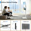 AX WABER Floor TV Stand with Mount for 26-55 inch TVs up to 77 lbs, Height Adjustable Swivel Tilt TV Stand with Wood Base, Saving Space Design for Bedroom, Living Room and Corner, White