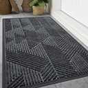 Smiry Front Door Mat Outside Entrance, Heavy Duty Sturdy Natural Rubber Doormat, Trap Dirt and Moisture, Easy Clean Low Profile Welcome Floor Mats for Indoor Outdoor Entry, 47x23 Inch, Grey