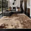 8x10 Rugs for Living Room - Modern Abstract Washable Rug, Ultra Soft Non Slip Low Pile Large Rugs, Floor Carpet for Bedroom Dining Room Office Laundry Nursery Home(A-Brown)