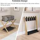 Smuxee Natural Bamboo Luggage Rack Pack of 2, Foldable Suitcase Stand with Storage Shelf, Easily Assembled Luggage Stand with 5 Nylon Straps for Guest Room Bedroom Hotel