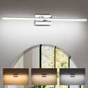 LED Bathroom Vanity Light, Modern Bathroom Light Fixture Over Mirror (3000K/4000K/6000K, Dimmable), Vanity Light Bar with Angle Adjustable, 40 Inch, Chrome