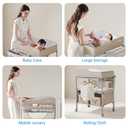 Sweeby Portable Baby Changing Table, Foldable Diaper Changing Station with Waterproof Pad, Mobile Nursery Organizer for Infant & Newborn Essentials, Oat