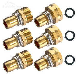 Twinkle Star Garden Hose Repair Connector with Clamps, Male and Female Garden Hose Repair Kit, Fit for 3/4" or 5/8" Garden Hose Fitting, 3 Set