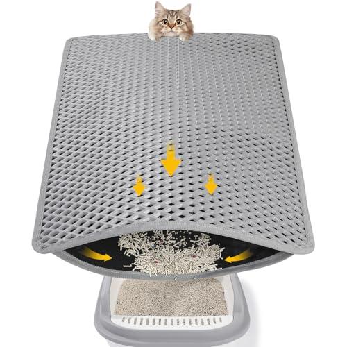 Double Layer Cat Litter Mat, 24x15 Inch Waterproof Litters Box Mat, Non-Slip Cat Mat for Litter Box