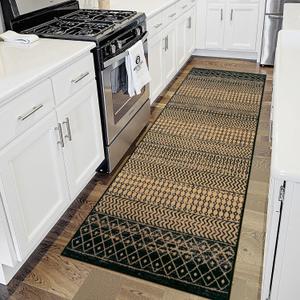 Moroccan Kitchen Runner Rug, 2x6 Ultra Soft Rugs Runners for Hallways Non Slip, Washable Bathroom Runner Rugs Vintage Rug for Kitchen Entryway Laundry Bedroom (Natural/Brown)