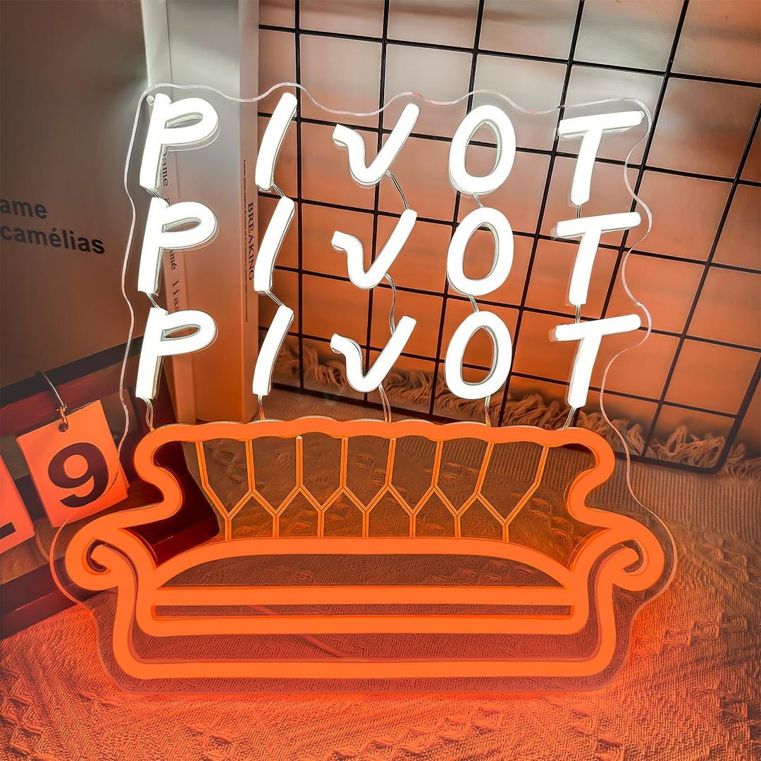 Friends TV Show Neon Signs Dimmable Pivot Neon Sign for Wall Decor, Sofa Neon Light Sign for Bedroom Living Room LED Friends Themed Party Decorations for Birthday Christmas Gifts