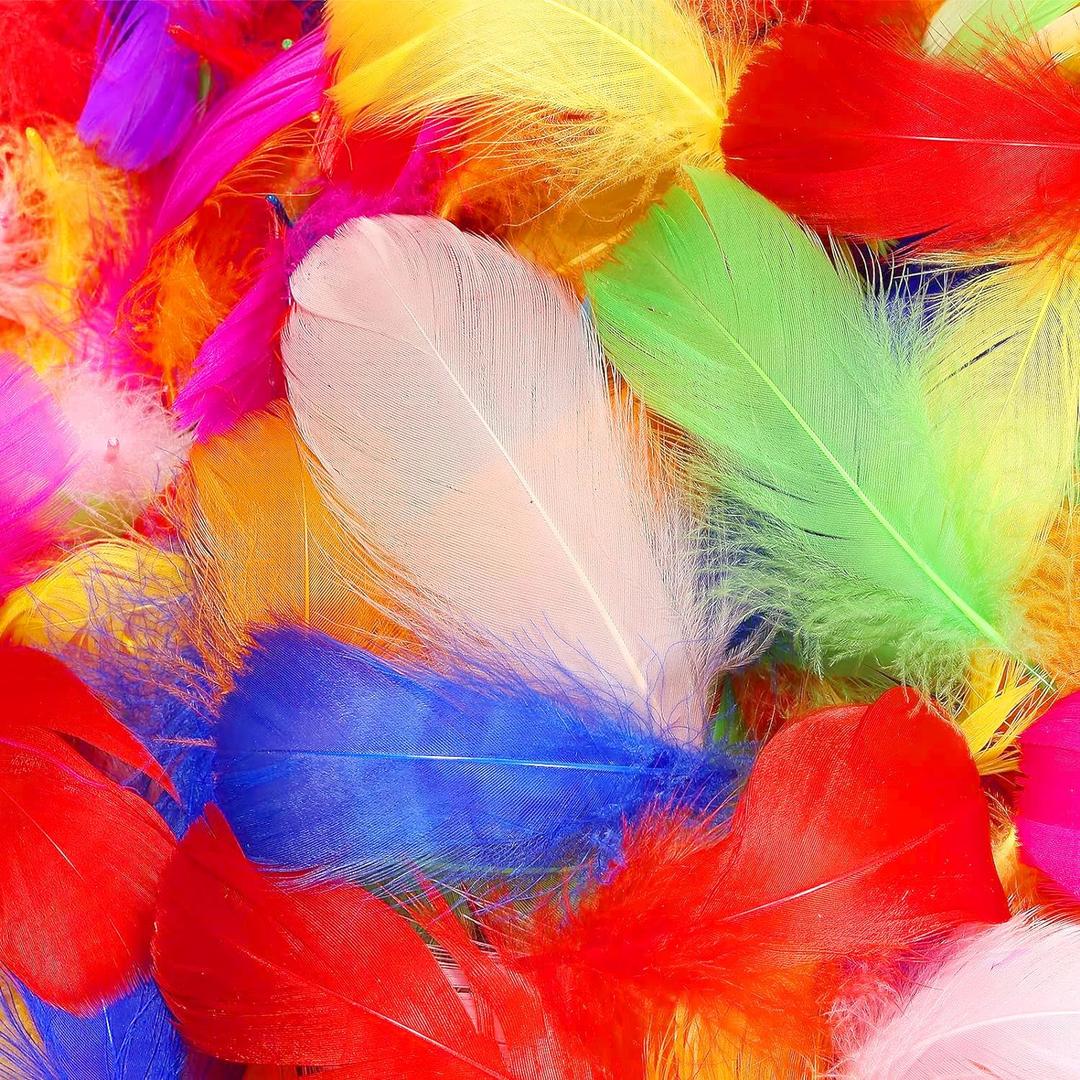 THARAHT 360pcs Colorful White Goose Feathers 3-5 inch Bulk for Crafting Dream Catcher Accessories Art Projects DIY Handmade Wedding Home Party Decorations Natural Feather