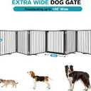 Snagle Paw Extra Wide Dog Gate,Free Standing Dog Fence with Door, Up to 156 Inch Wide Pet Gate with Support Feet for Stairs, Hallways, Doorways, Yard (Black, 6 Panels)